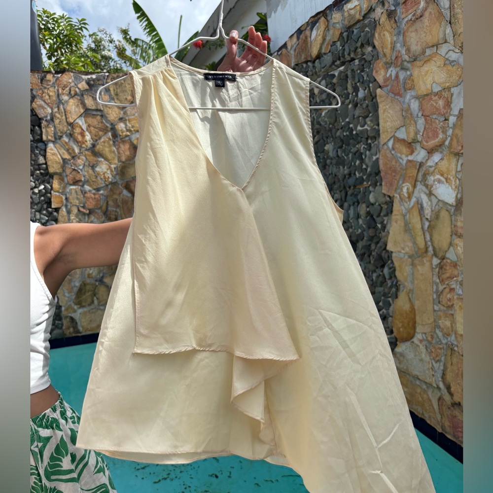 Pale Yellow Sleeveless Blouse